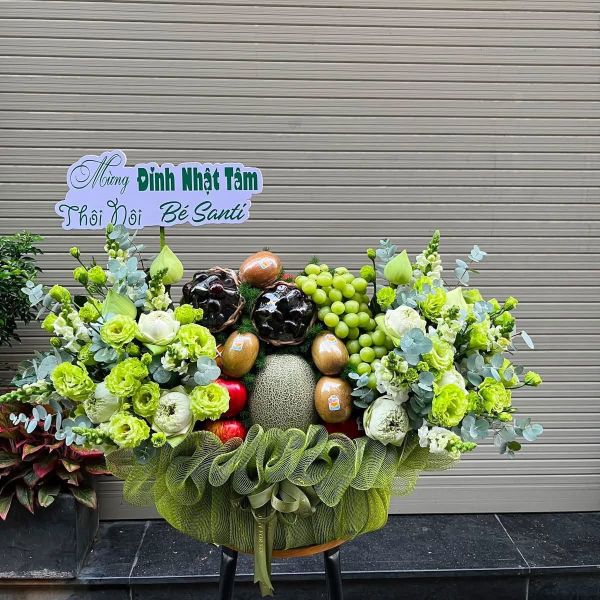 Giỏ hoa trái cây lớn mừng thôi nôi