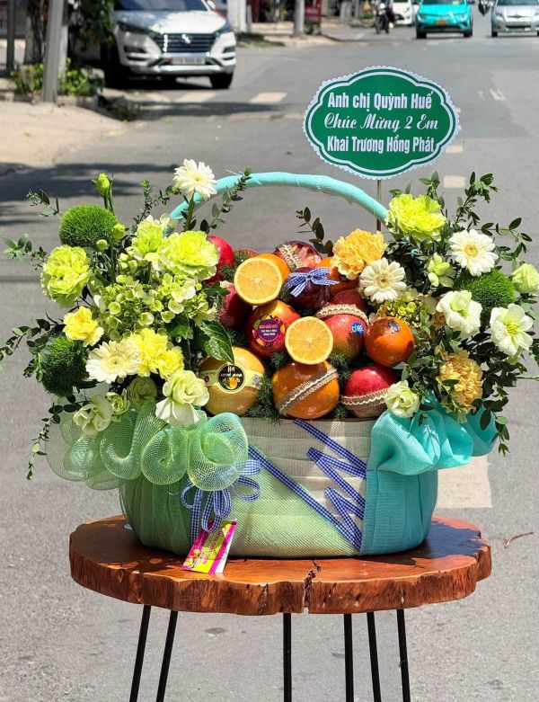 Giỏ hoa trái cây mừng khai trương